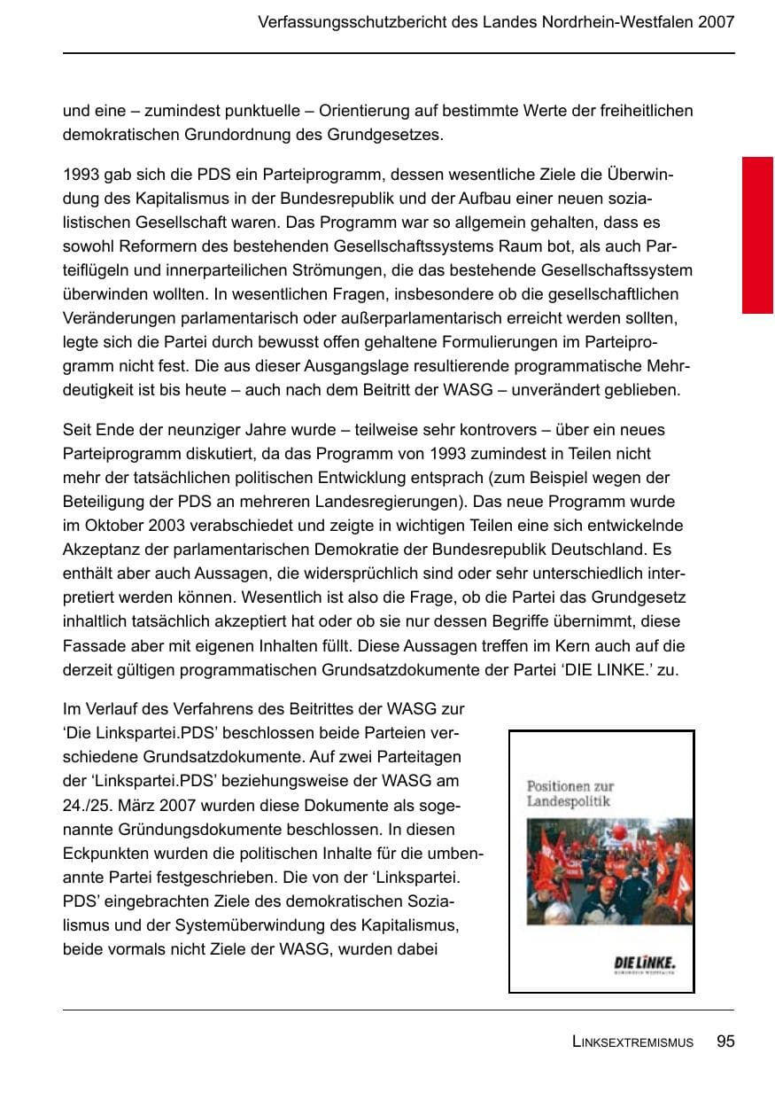 Seite 97 des Verfassungsschutzbericht 2007 Nordrhein-Westfalen