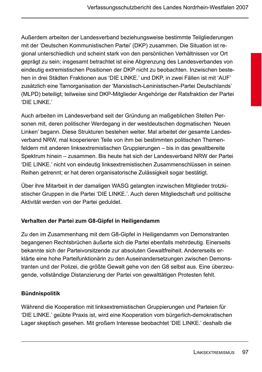 Seite 99 des Verfassungsschutzbericht 2007 Nordrhein-Westfalen