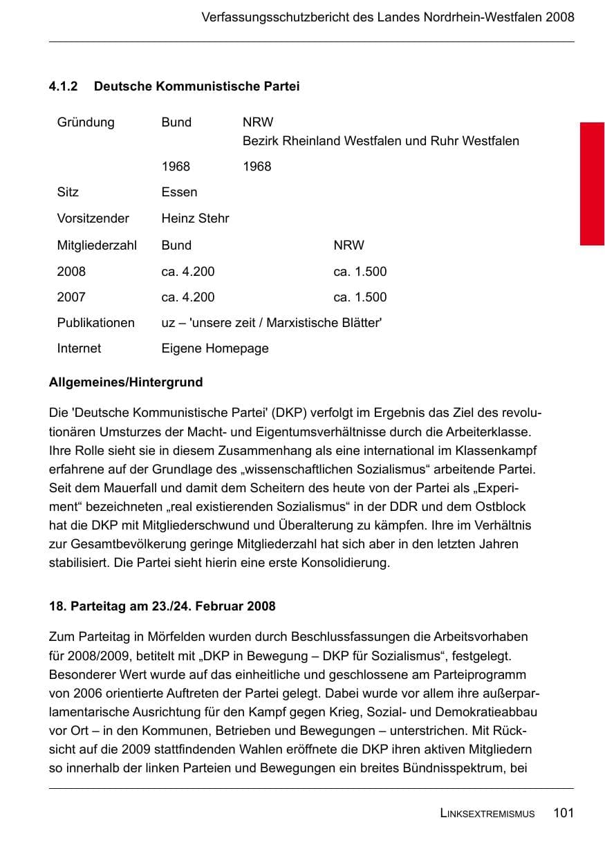 Seite 103 des Verfassungsschutzbericht 2008 Nordrhein-Westfalen