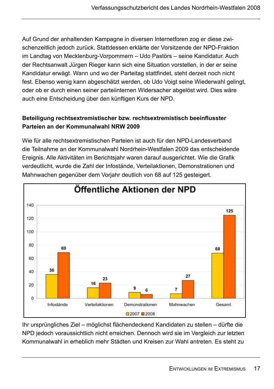 Seite 19 des Verfassungsschutzbericht 2008 Nordrhein-Westfalen