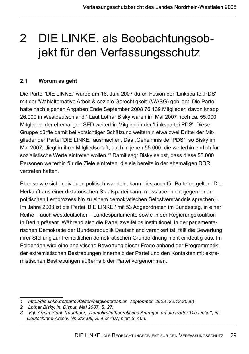 Seite 31 des Verfassungsschutzbericht 2008 Nordrhein-Westfalen