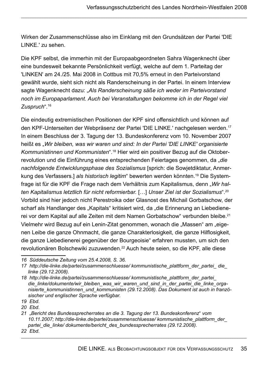 Seite 37 des Verfassungsschutzbericht 2008 Nordrhein-Westfalen