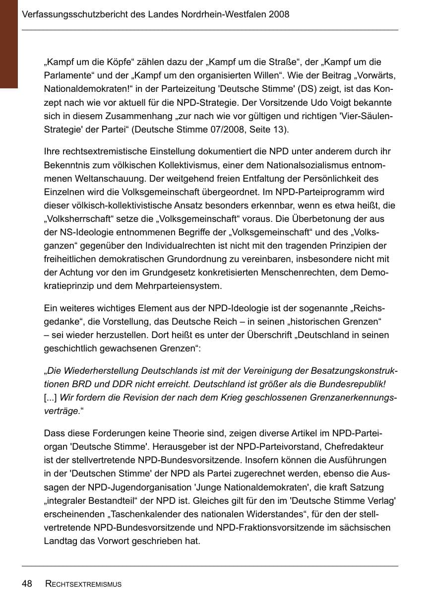 Seite 50 des Verfassungsschutzbericht 2008 Nordrhein-Westfalen