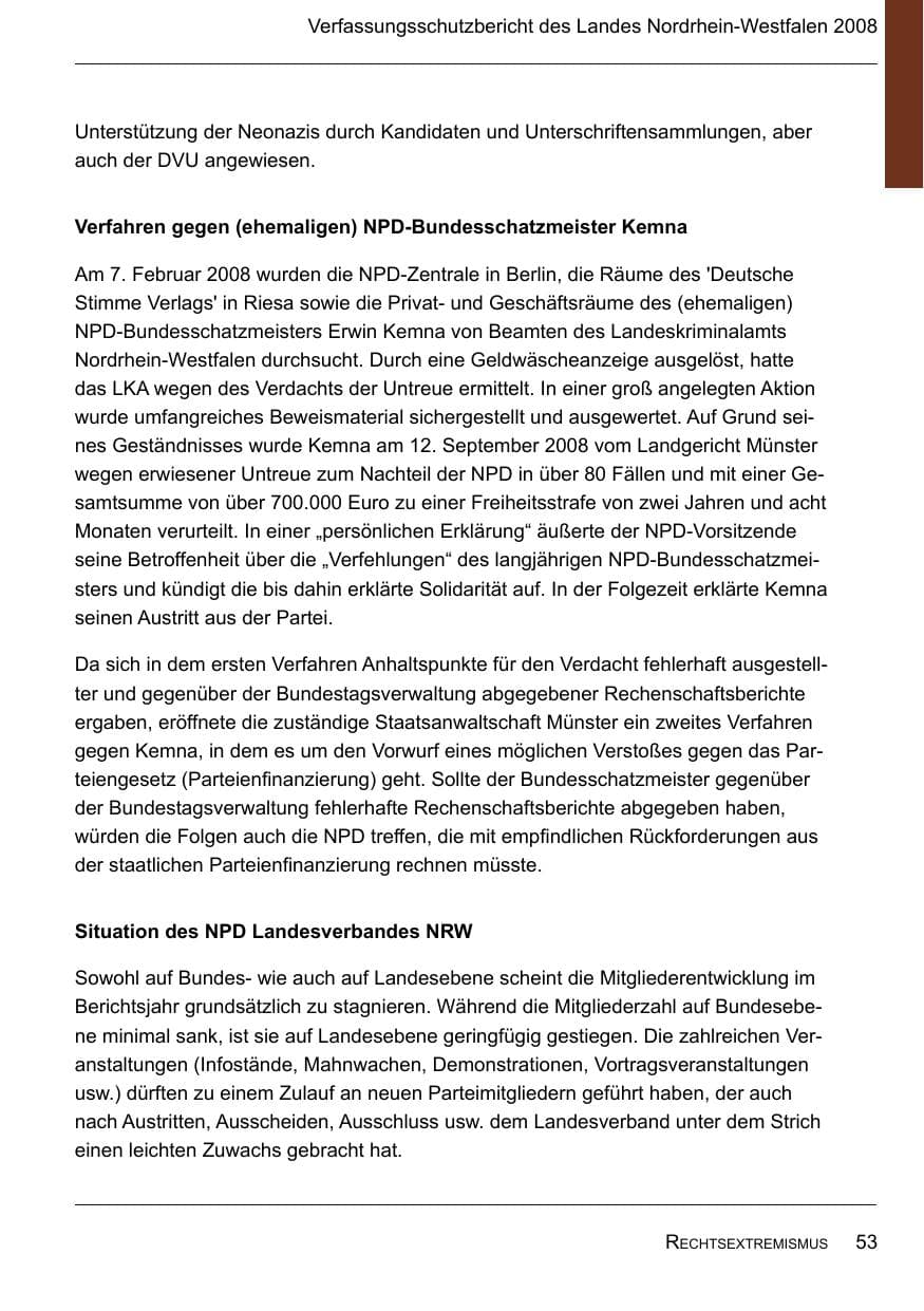 Seite 55 des Verfassungsschutzbericht 2008 Nordrhein-Westfalen