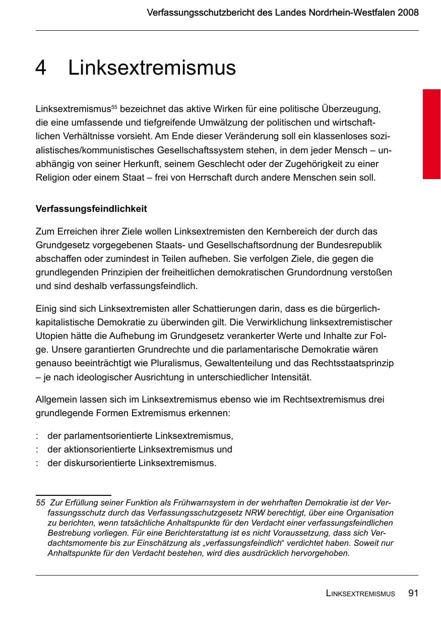 Seite 93 des Verfassungsschutzbericht 2008 Nordrhein-Westfalen