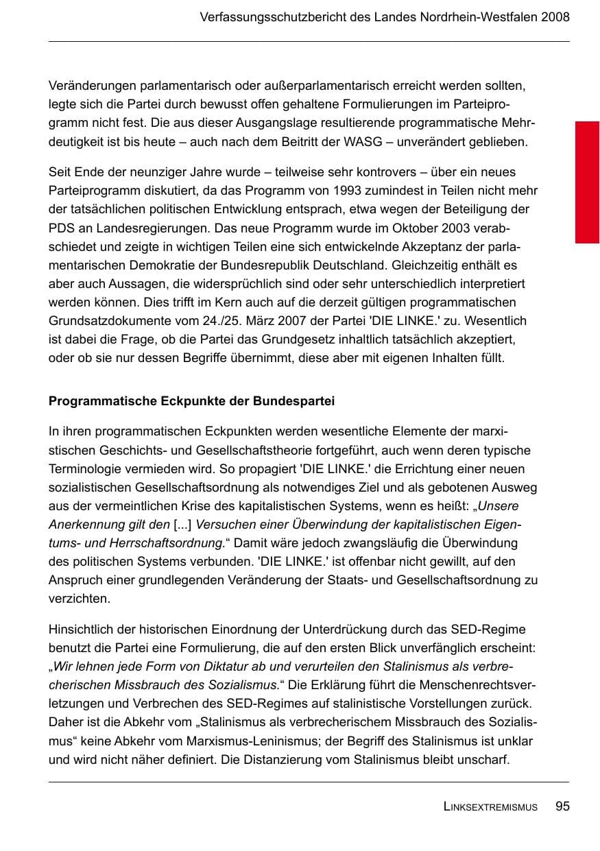 Seite 97 des Verfassungsschutzbericht 2008 Nordrhein-Westfalen