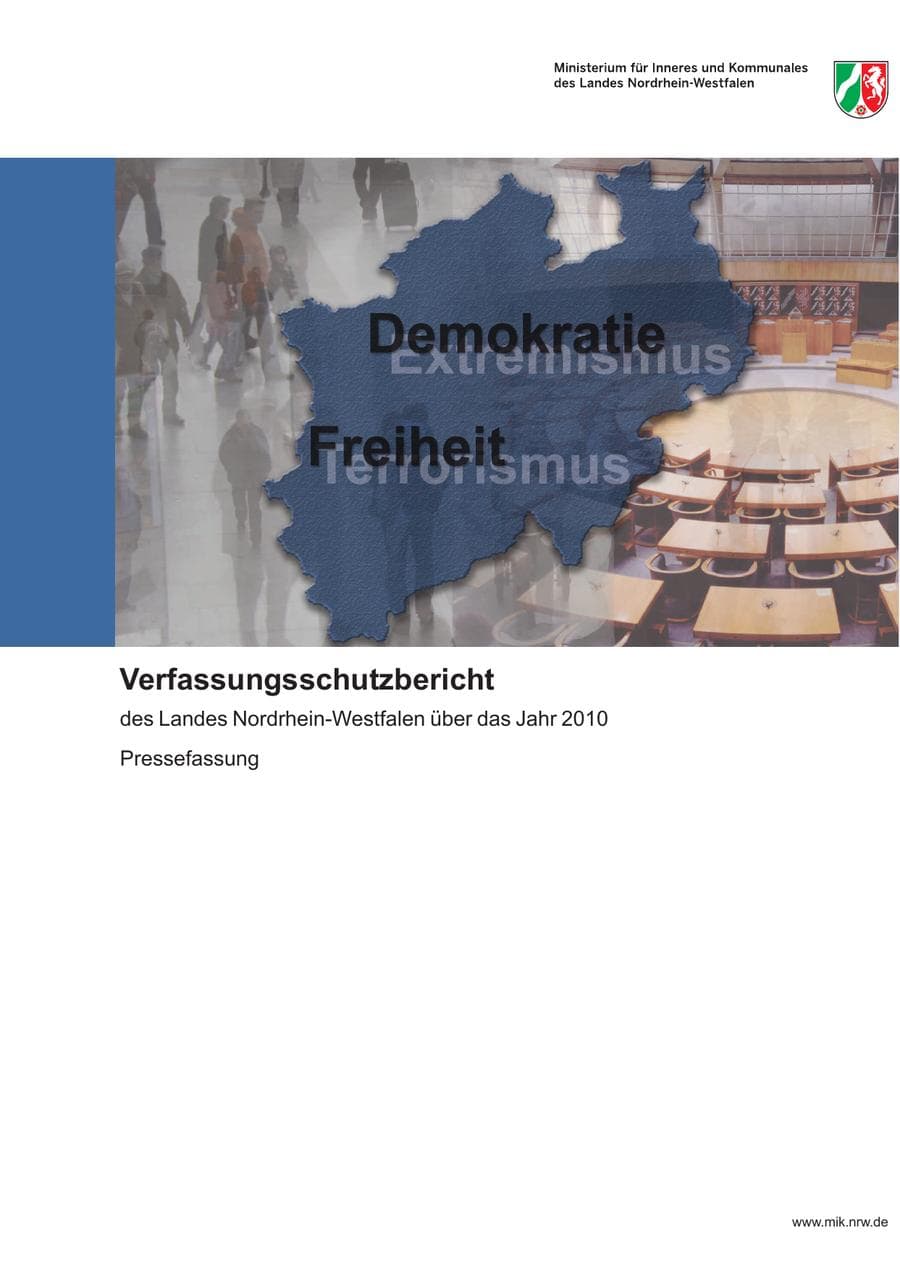 Seite 1 des Verfassungsschutzbericht 2010 Nordrhein-Westfalen