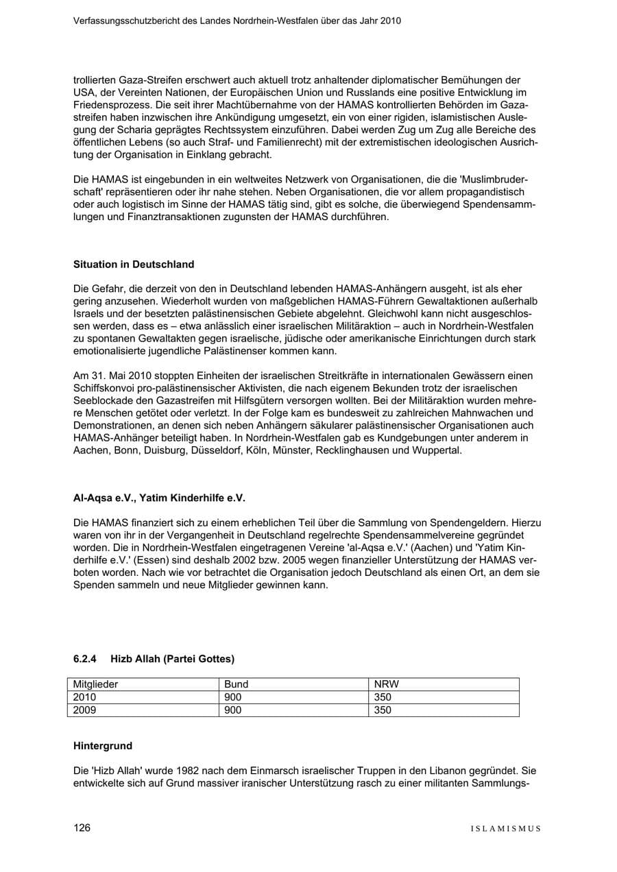 Seite 127 des Verfassungsschutzbericht 2010 Nordrhein-Westfalen