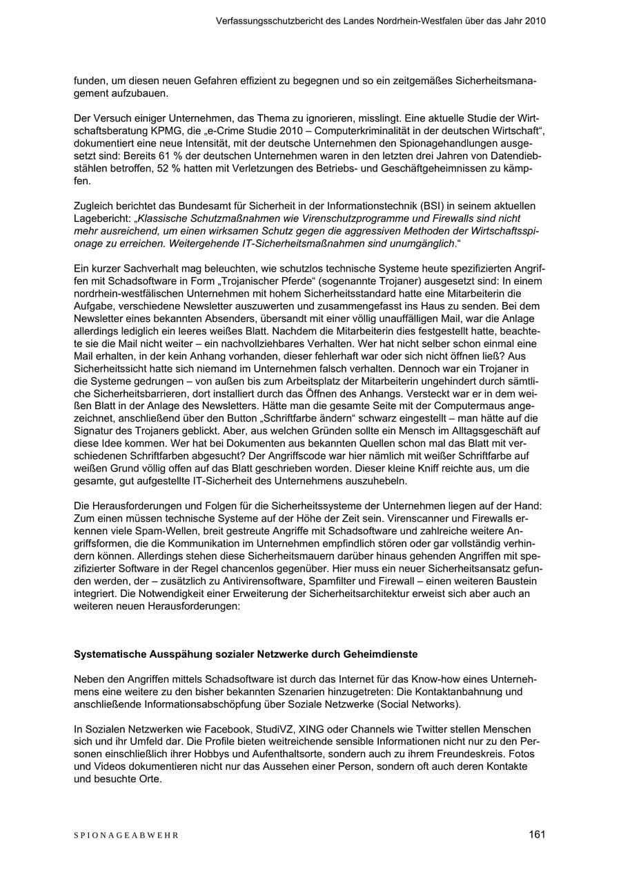 Seite 162 des Verfassungsschutzbericht 2010 Nordrhein-Westfalen