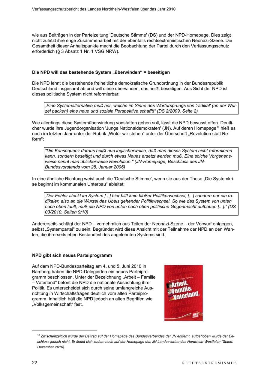 Seite 23 des Verfassungsschutzbericht 2010 Nordrhein-Westfalen