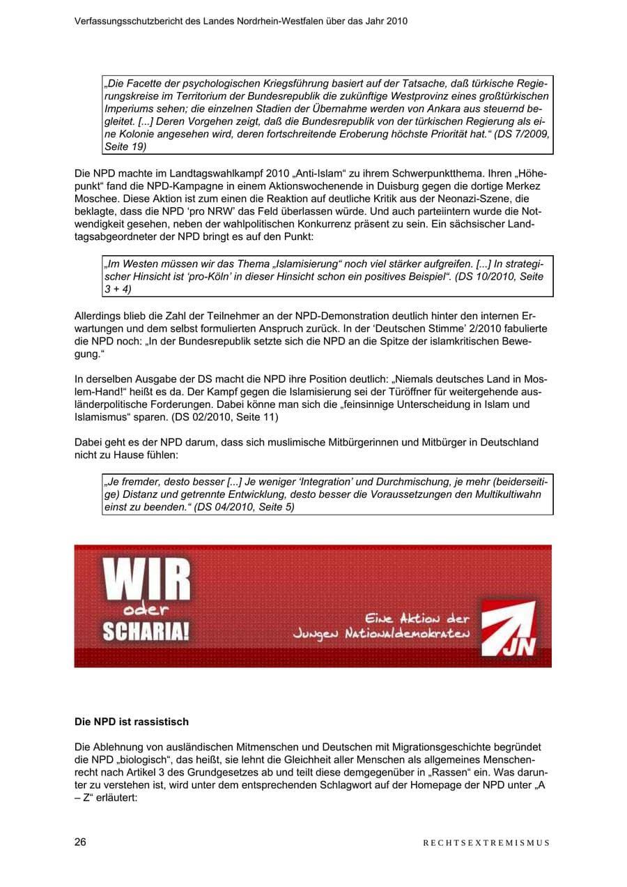 Seite 27 des Verfassungsschutzbericht 2010 Nordrhein-Westfalen