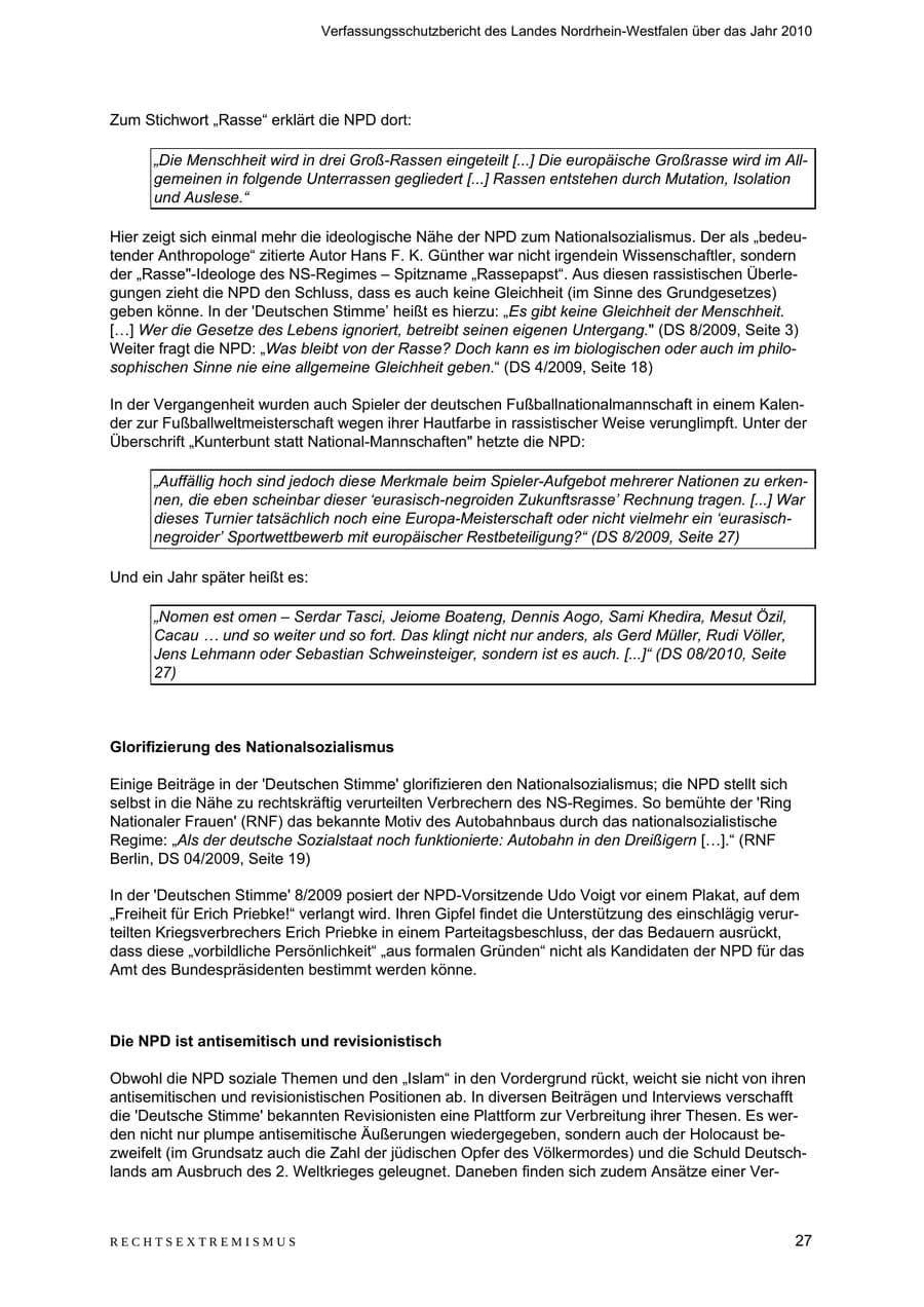 Seite 28 des Verfassungsschutzbericht 2010 Nordrhein-Westfalen
