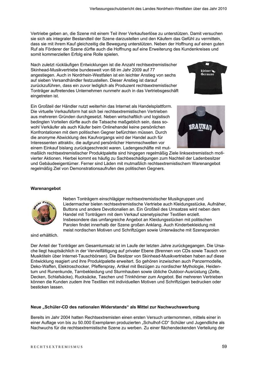 Seite 60 des Verfassungsschutzbericht 2010 Nordrhein-Westfalen