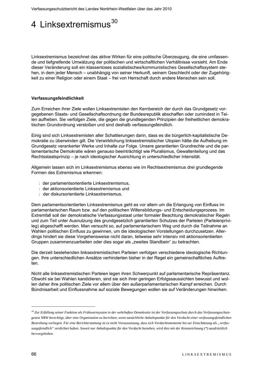 Seite 67 des Verfassungsschutzbericht 2010 Nordrhein-Westfalen