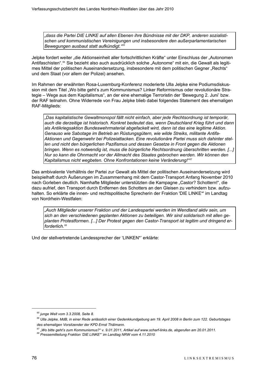 Seite 77 des Verfassungsschutzbericht 2010 Nordrhein-Westfalen