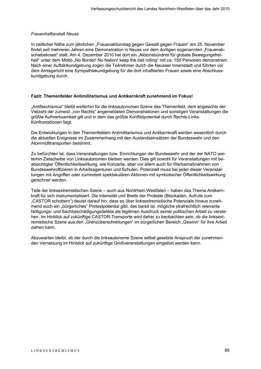 Seite 96 des Verfassungsschutzbericht 2010 Nordrhein-Westfalen