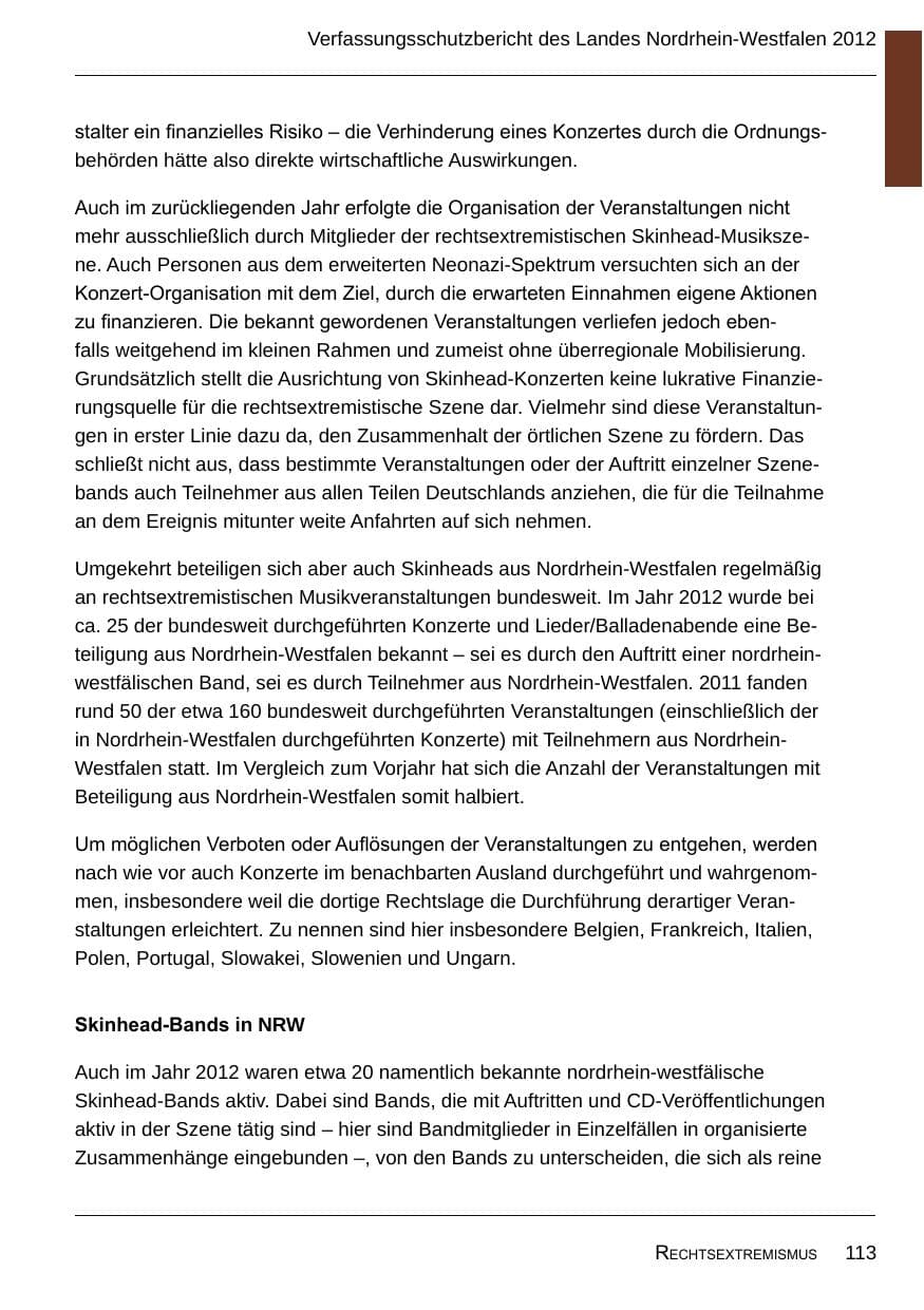 Seite 115 des Verfassungsschutzbericht 2012 Nordrhein-Westfalen