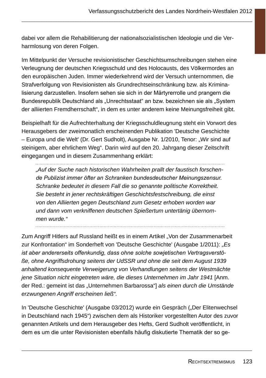 Seite 125 des Verfassungsschutzbericht 2012 Nordrhein-Westfalen