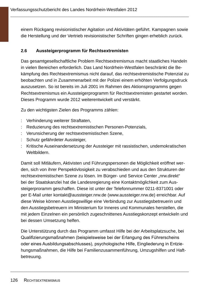 Seite 128 des Verfassungsschutzbericht 2012 Nordrhein-Westfalen