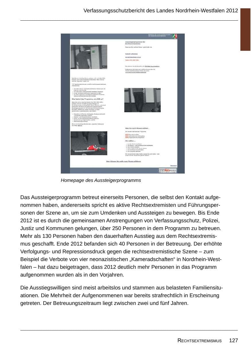 Seite 129 des Verfassungsschutzbericht 2012 Nordrhein-Westfalen