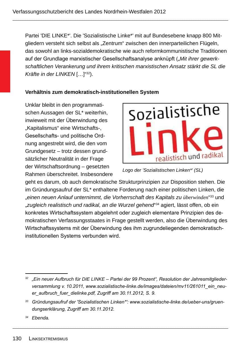 Seite 132 des Verfassungsschutzbericht 2012 Nordrhein-Westfalen