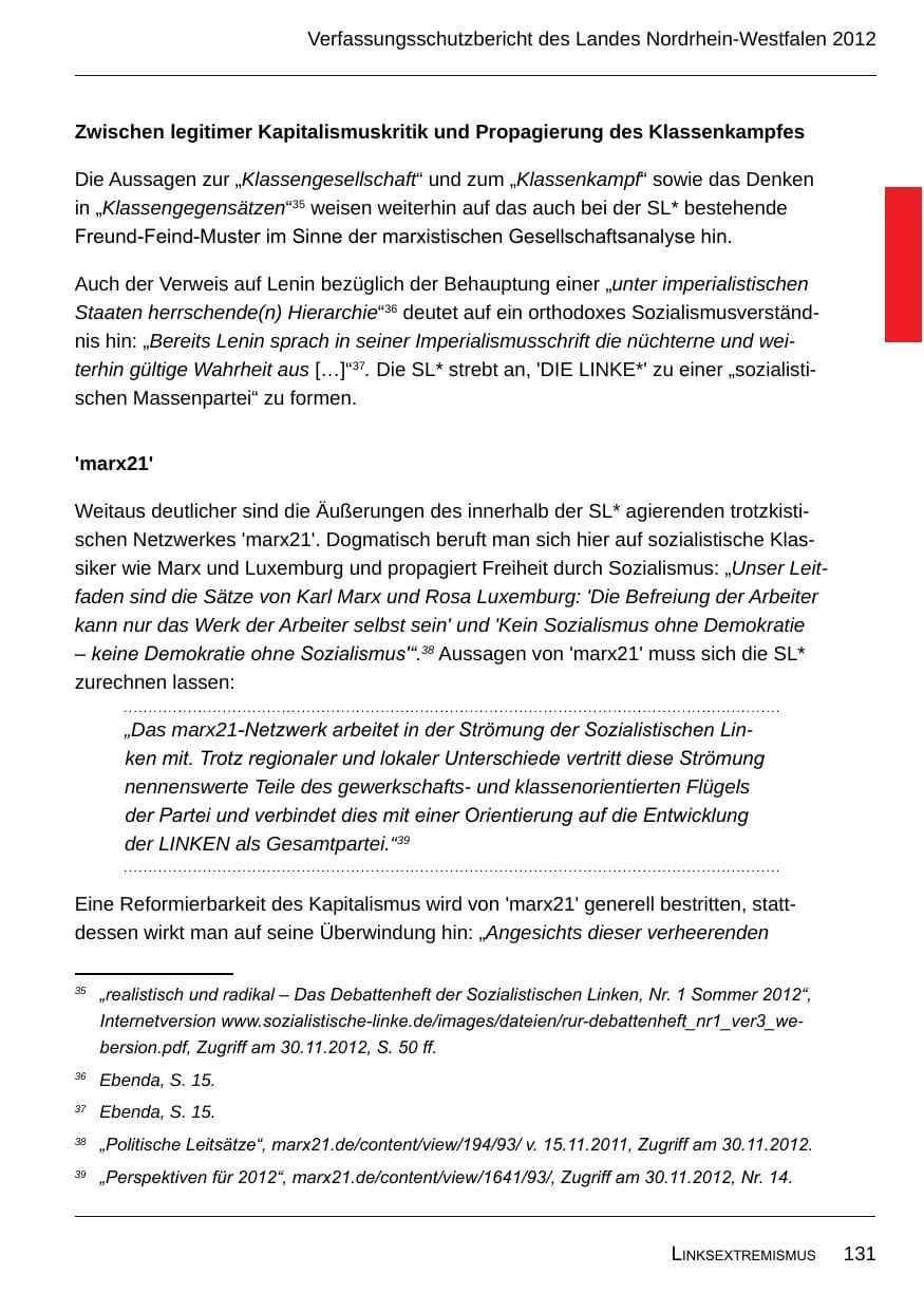 Seite 133 des Verfassungsschutzbericht 2012 Nordrhein-Westfalen