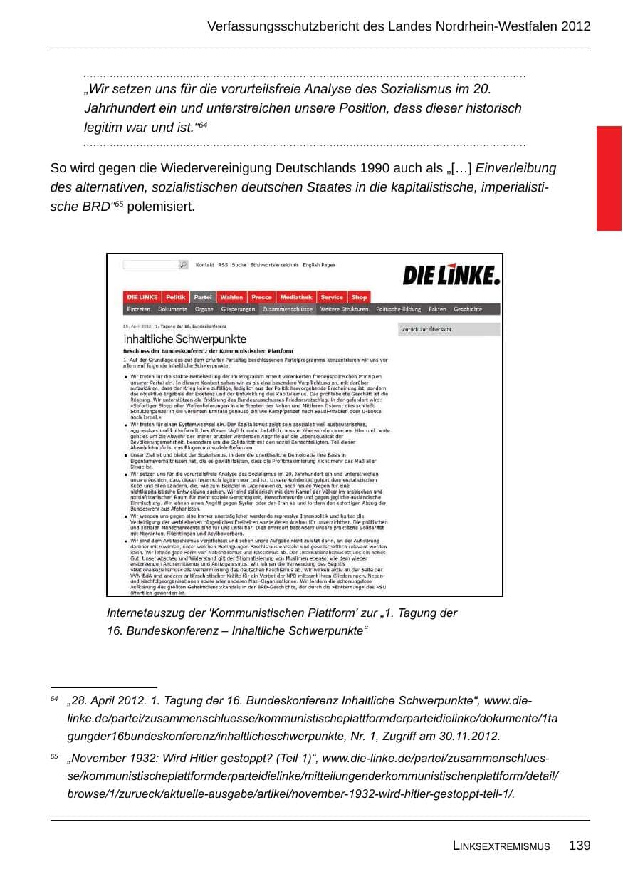 Seite 141 des Verfassungsschutzbericht 2012 Nordrhein-Westfalen