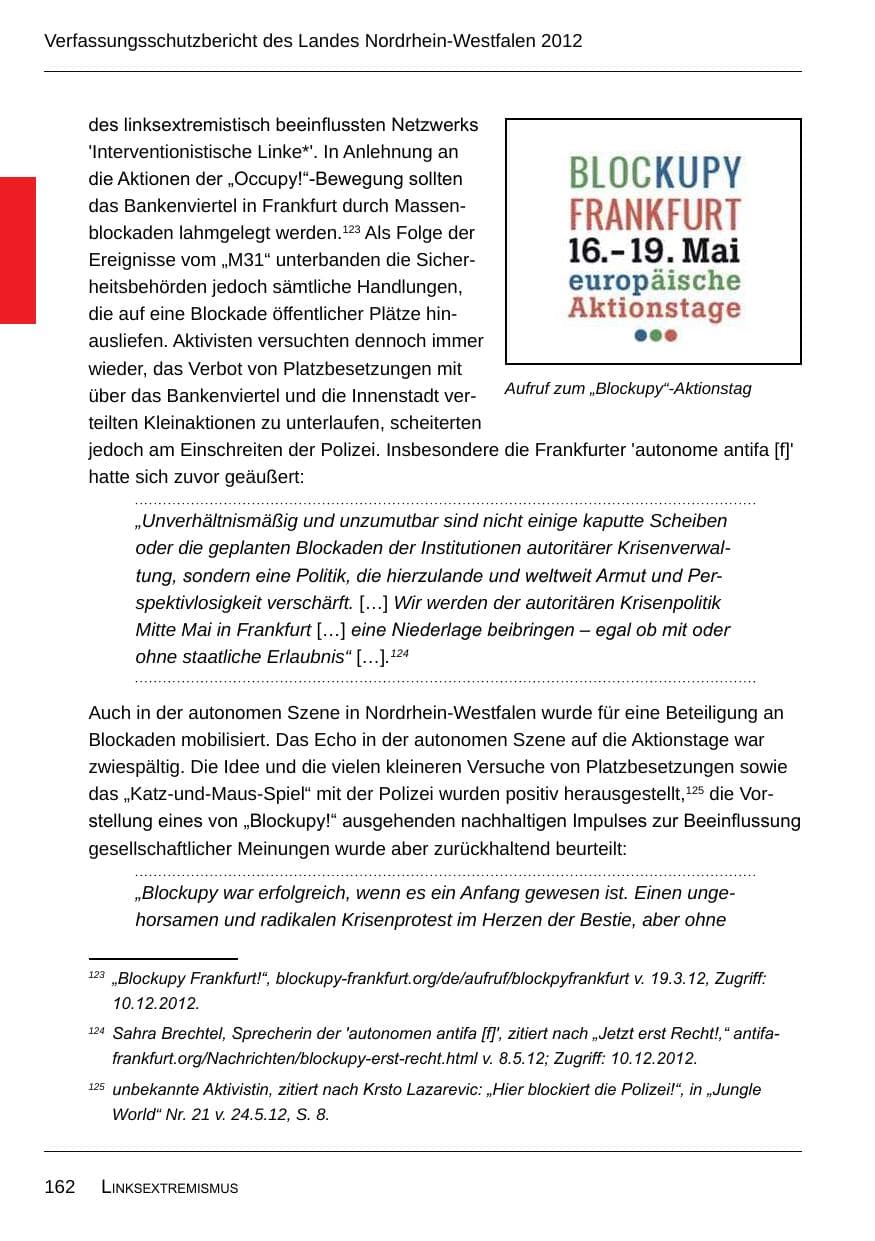Seite 164 des Verfassungsschutzbericht 2012 Nordrhein-Westfalen