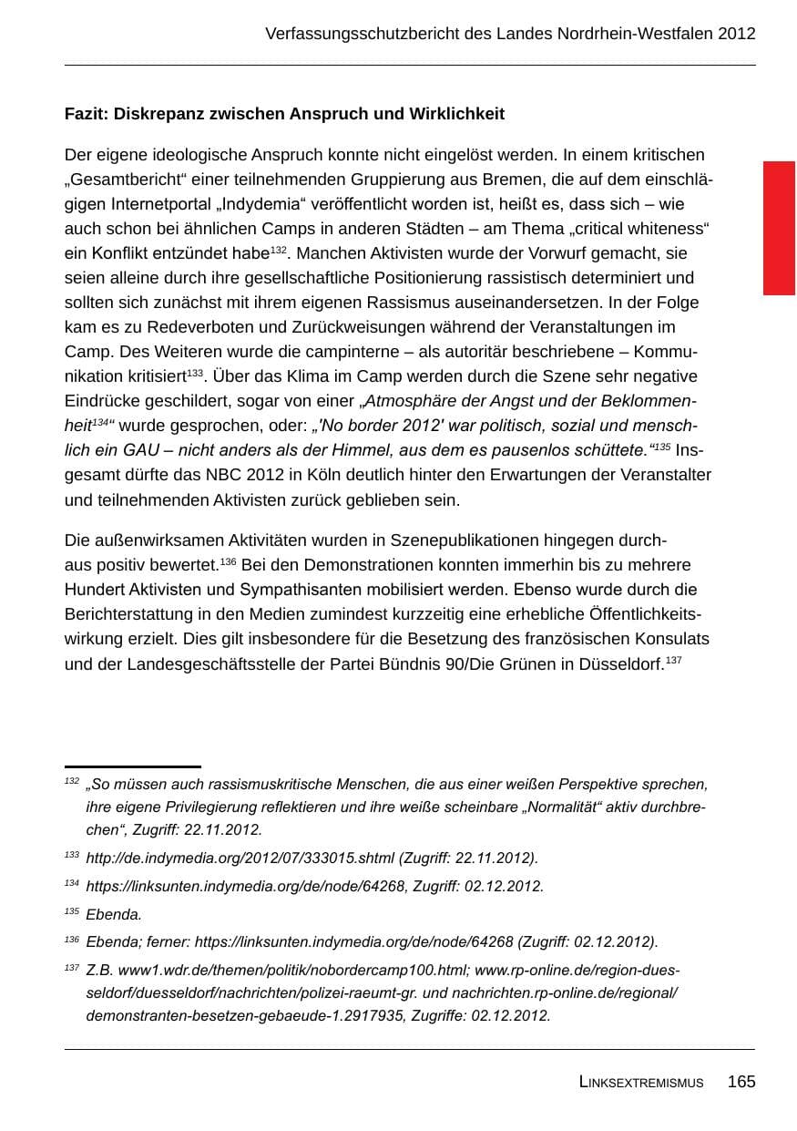 Seite 167 des Verfassungsschutzbericht 2012 Nordrhein-Westfalen