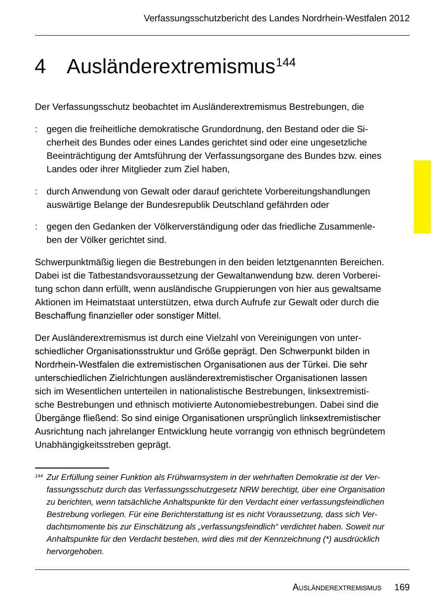 Seite 171 des Verfassungsschutzbericht 2012 Nordrhein-Westfalen