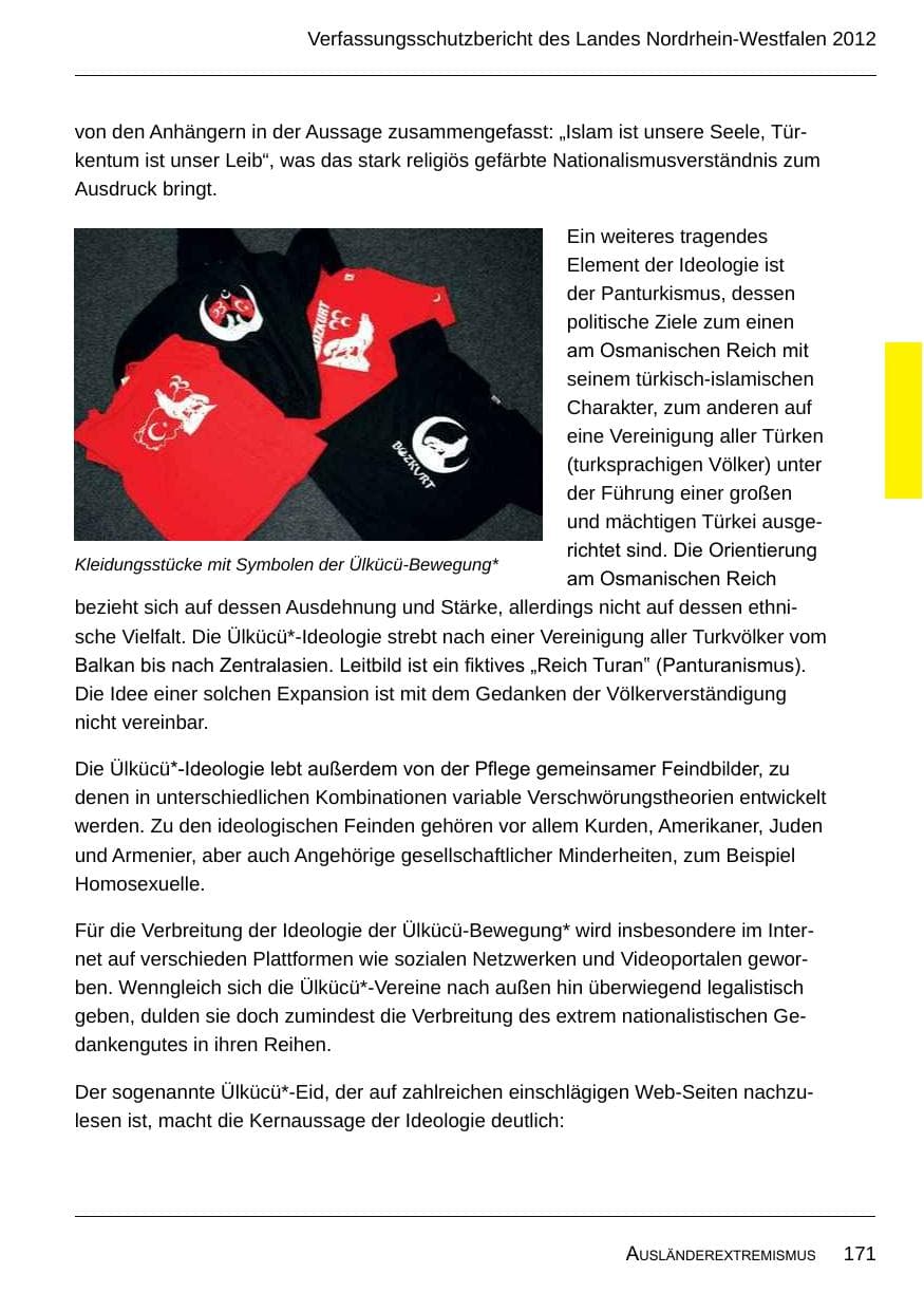 Seite 173 des Verfassungsschutzbericht 2012 Nordrhein-Westfalen