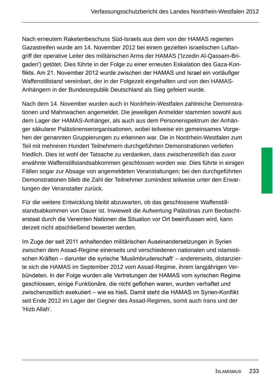 Seite 235 des Verfassungsschutzbericht 2012 Nordrhein-Westfalen
