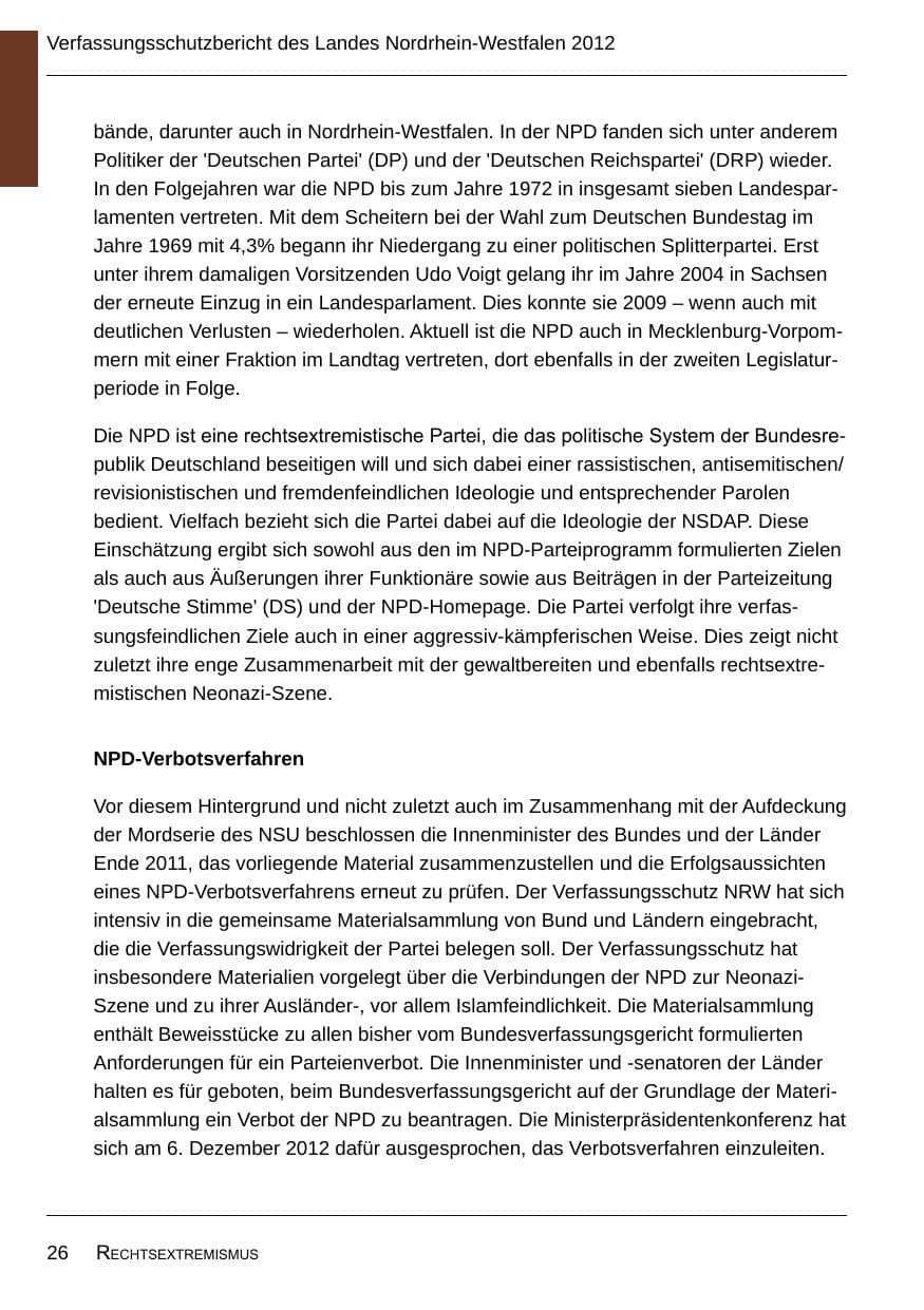Seite 28 des Verfassungsschutzbericht 2012 Nordrhein-Westfalen