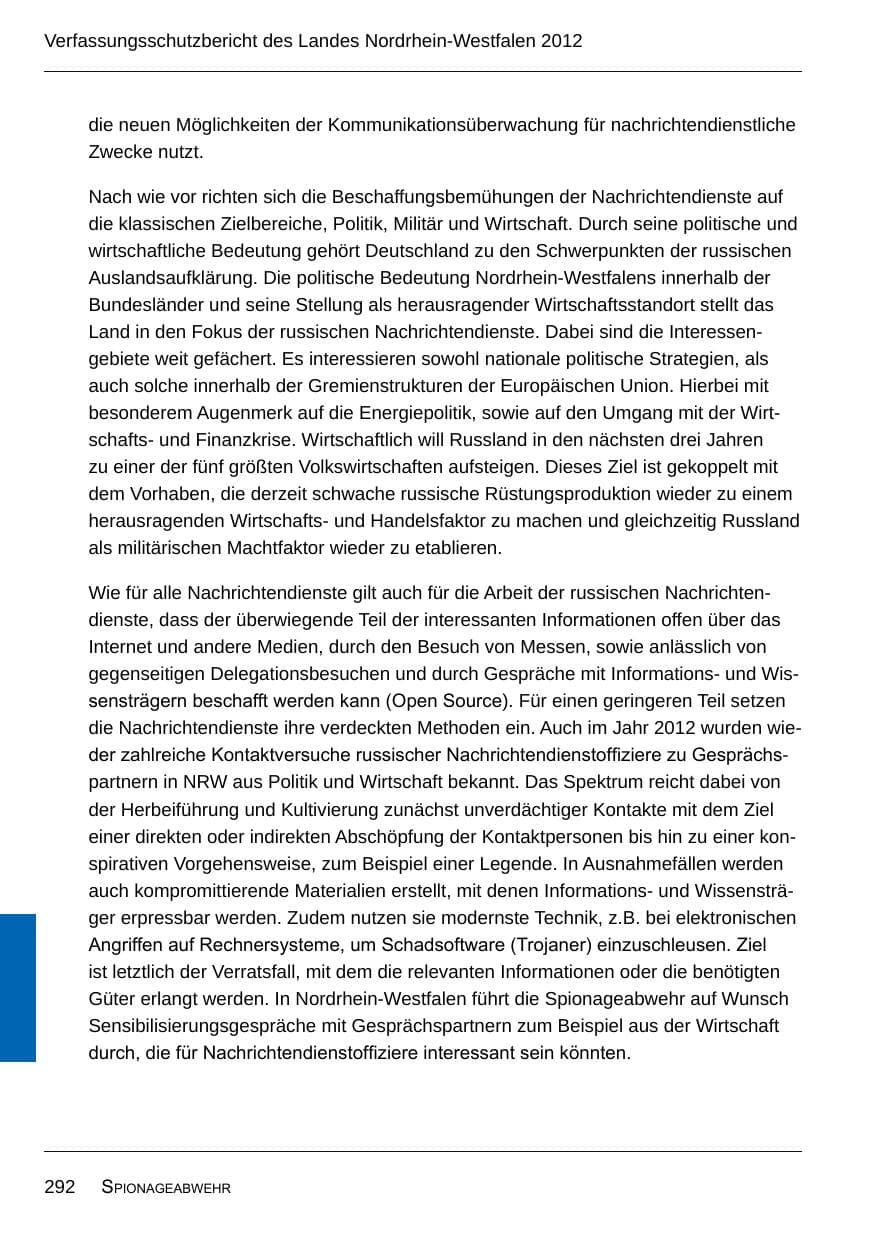 Seite 294 des Verfassungsschutzbericht 2012 Nordrhein-Westfalen