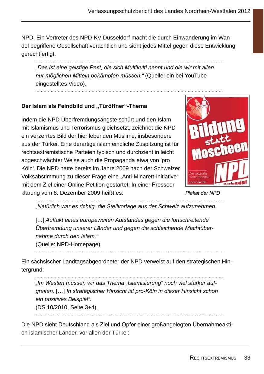 Seite 35 des Verfassungsschutzbericht 2012 Nordrhein-Westfalen