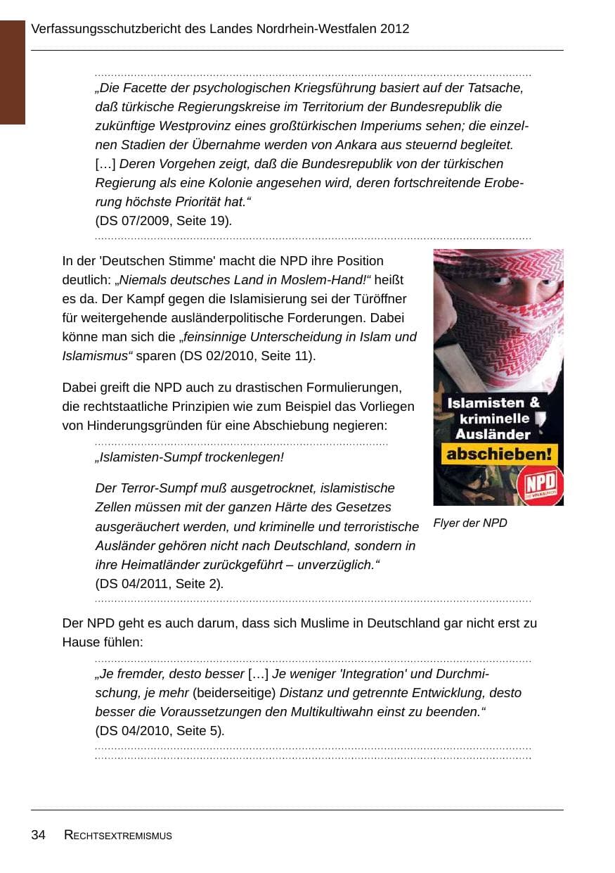 Seite 36 des Verfassungsschutzbericht 2012 Nordrhein-Westfalen