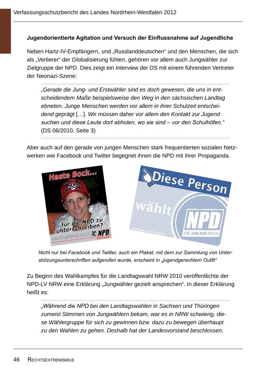 Seite 48 des Verfassungsschutzbericht 2012 Nordrhein-Westfalen