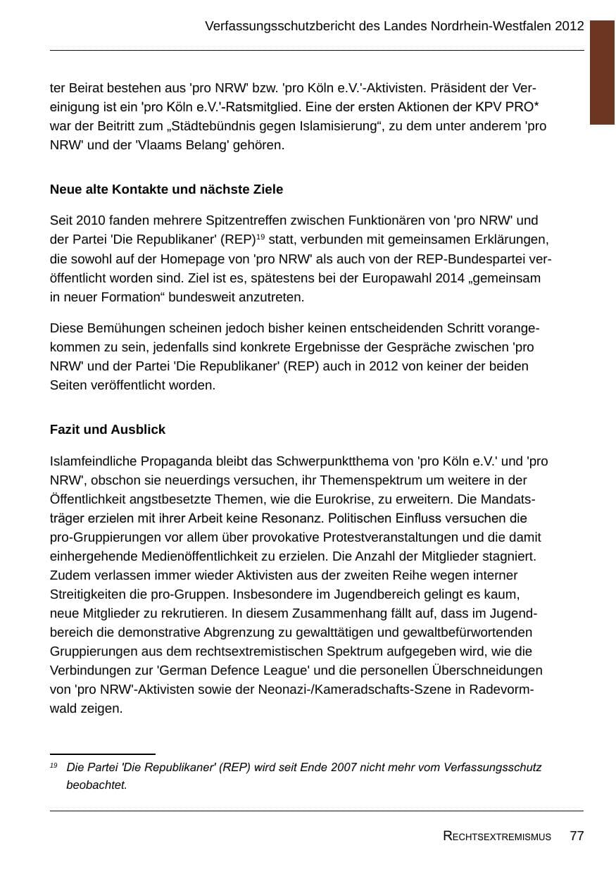 Seite 79 des Verfassungsschutzbericht 2012 Nordrhein-Westfalen