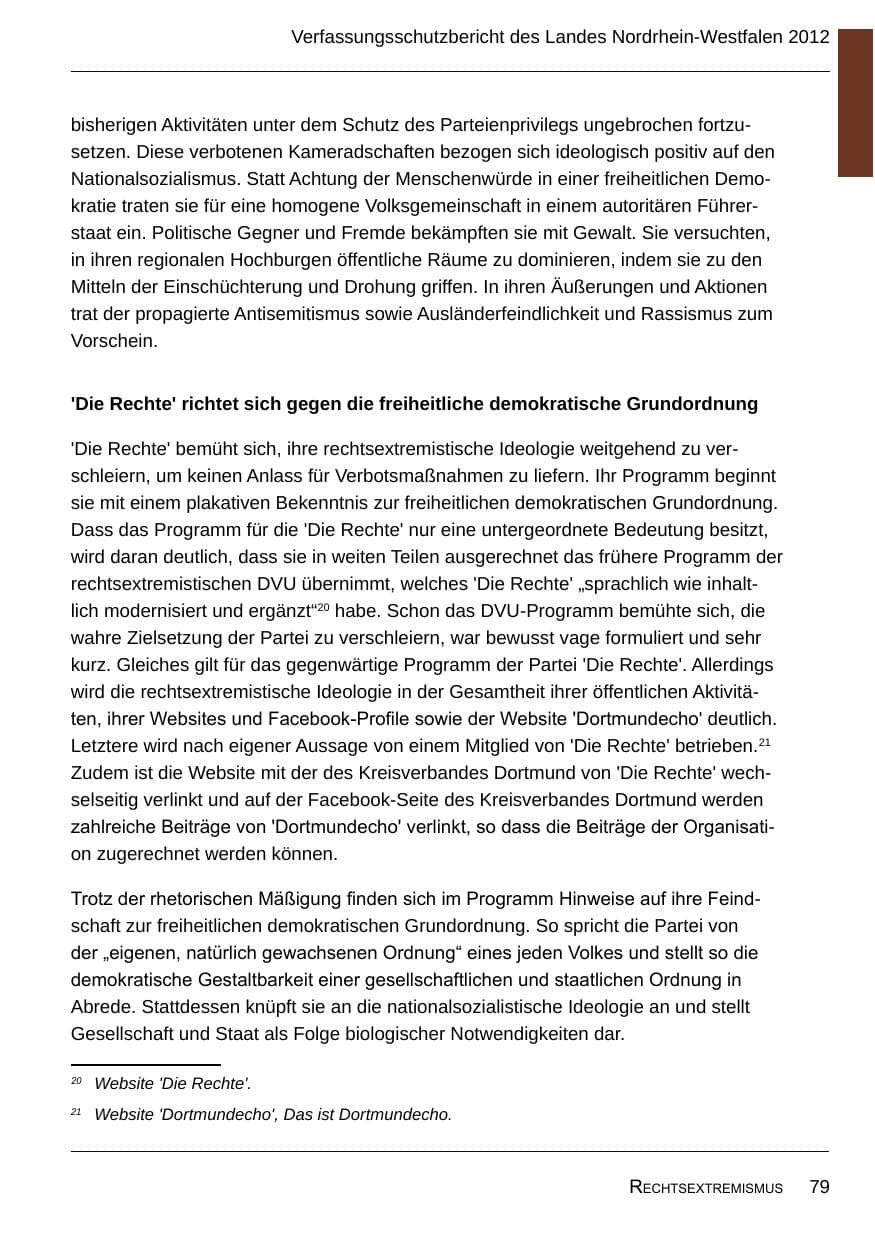 Seite 81 des Verfassungsschutzbericht 2012 Nordrhein-Westfalen