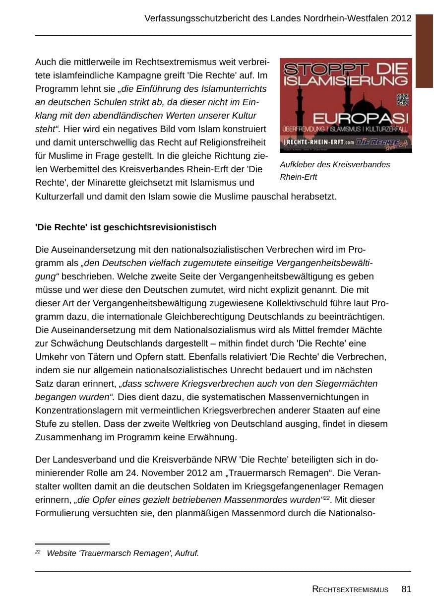 Seite 83 des Verfassungsschutzbericht 2012 Nordrhein-Westfalen
