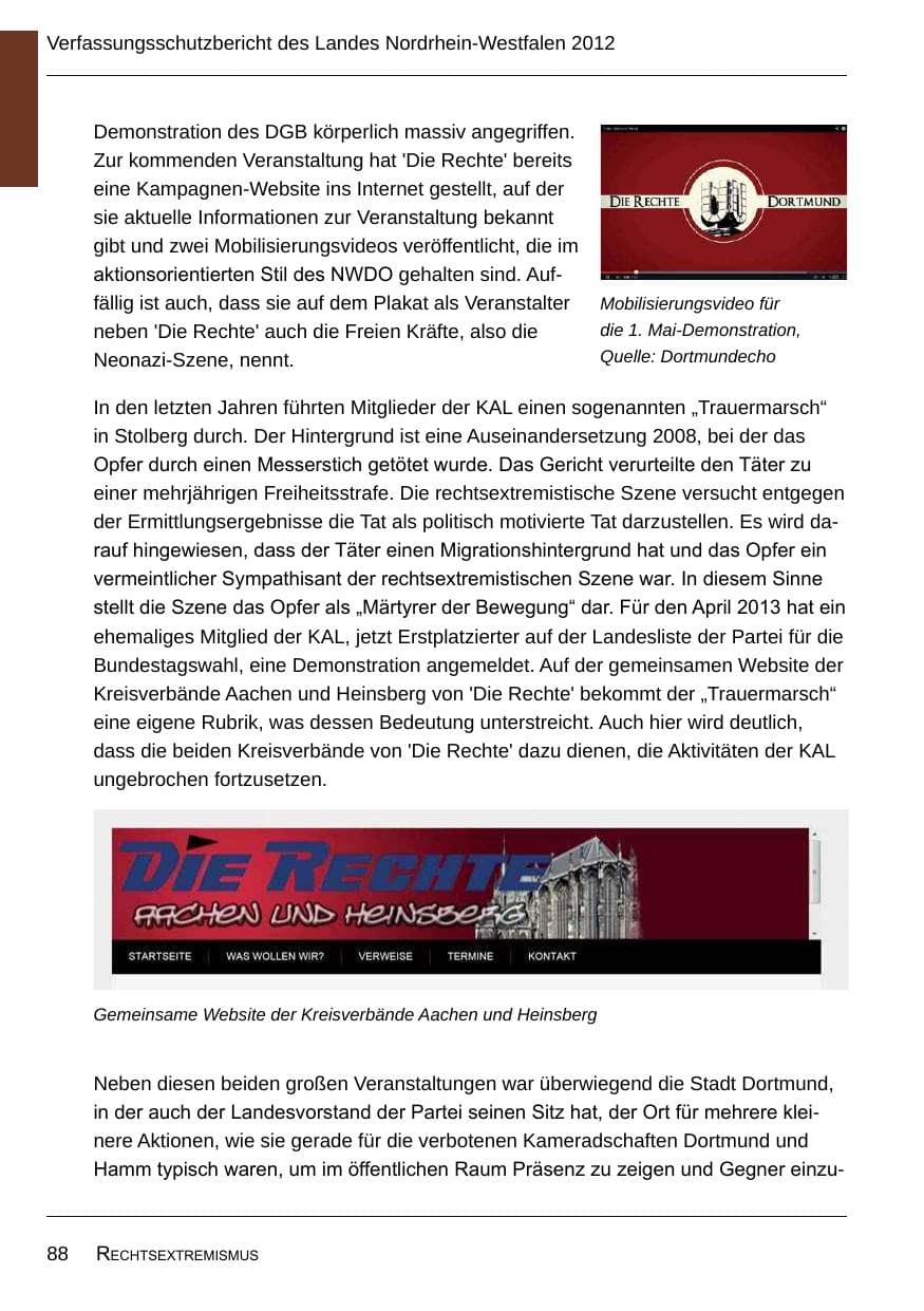 Seite 90 des Verfassungsschutzbericht 2012 Nordrhein-Westfalen