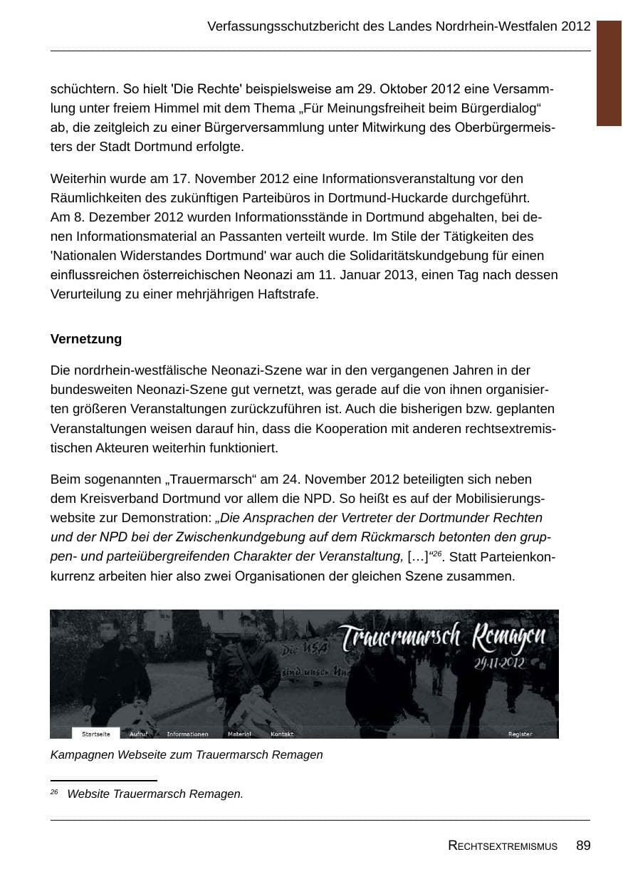 Seite 91 des Verfassungsschutzbericht 2012 Nordrhein-Westfalen