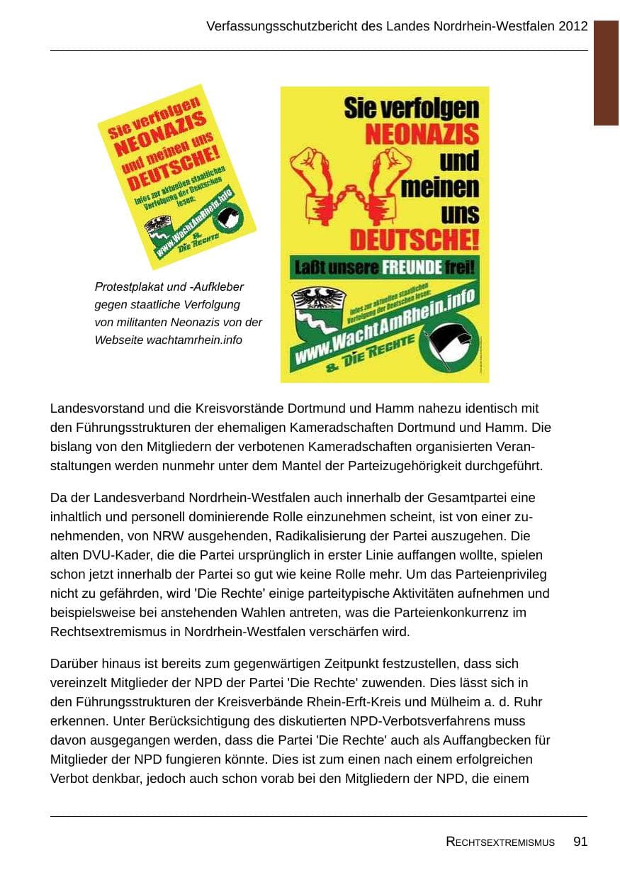 Seite 93 des Verfassungsschutzbericht 2012 Nordrhein-Westfalen