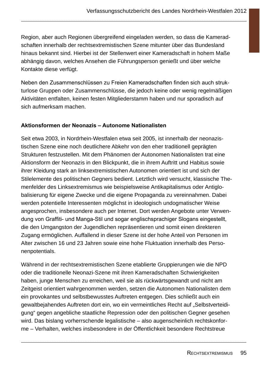 Seite 97 des Verfassungsschutzbericht 2012 Nordrhein-Westfalen