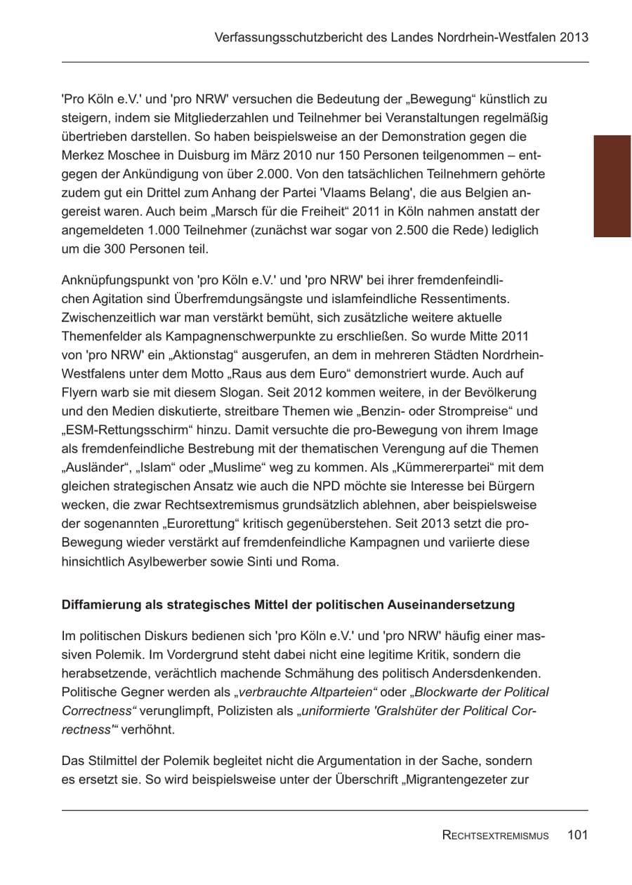 Seite 103 des Verfassungsschutzbericht 2013 Nordrhein-Westfalen