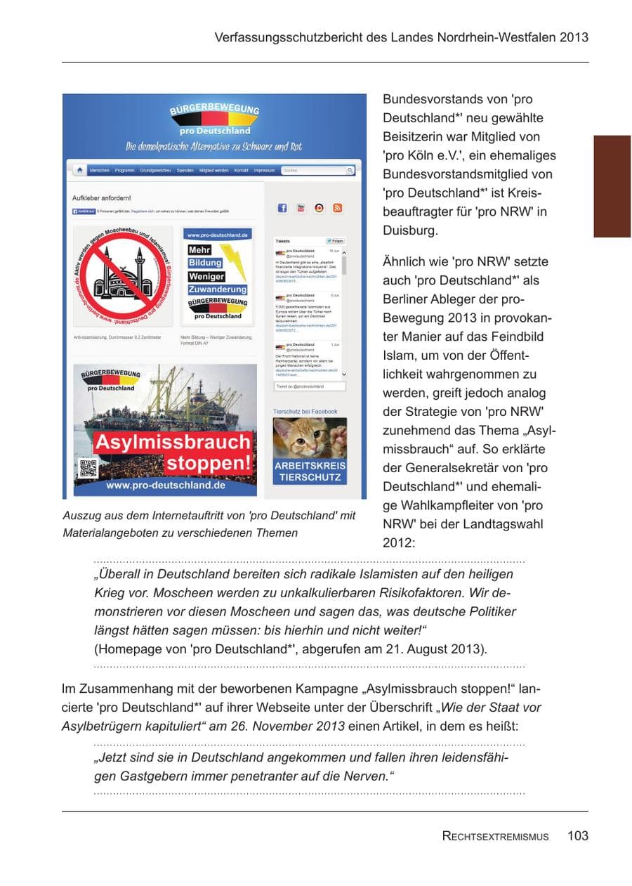 Seite 105 des Verfassungsschutzbericht 2013 Nordrhein-Westfalen