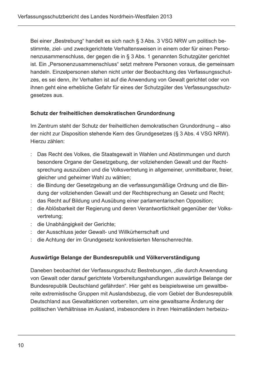 Seite 12 des Verfassungsschutzbericht 2013 Nordrhein-Westfalen