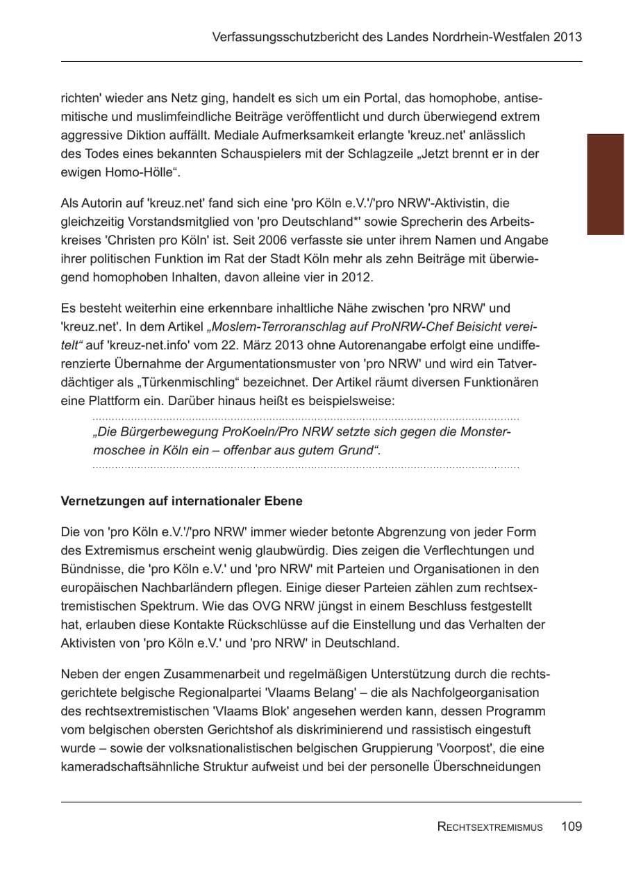 Seite 111 des Verfassungsschutzbericht 2013 Nordrhein-Westfalen