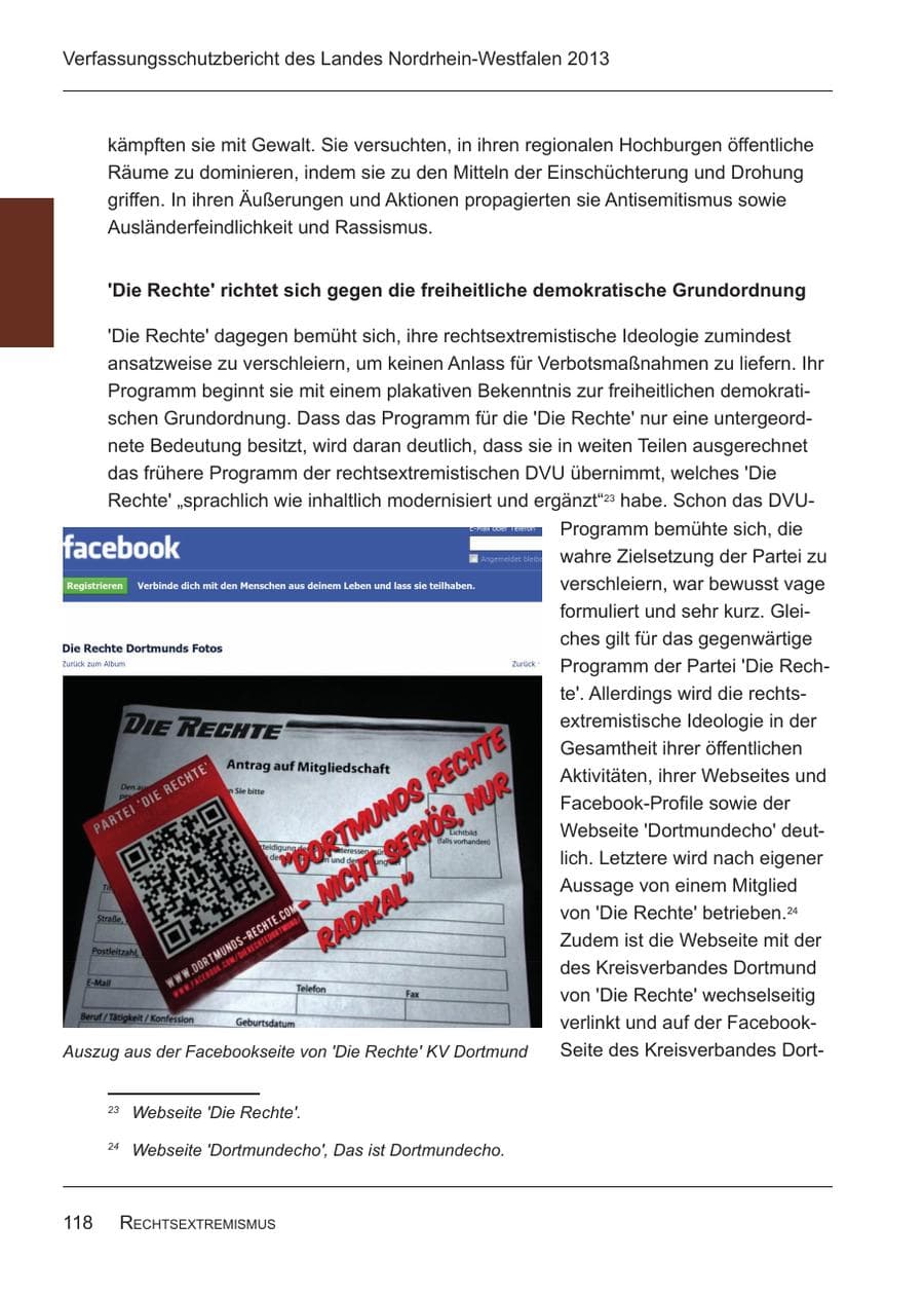 Seite 120 des Verfassungsschutzbericht 2013 Nordrhein-Westfalen