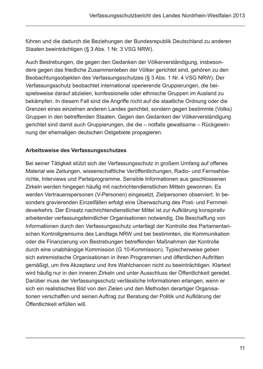 Seite 13 des Verfassungsschutzbericht 2013 Nordrhein-Westfalen